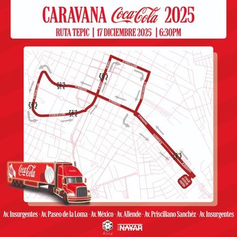 La Caravana Coca-Cola ha sido confirmada para Tepic el 17 de diciembre. | Facebook Embotelladora Nayar