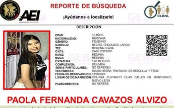 Una menor de 15 años desapareció en Monterrey. | Cortesía