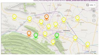 Dos estaciones reportaron mala calidad del aire: Santa Catarina y Escobedo. | Cortesía