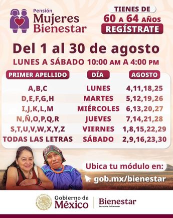 Calendario de registro para la Pensión Mujeres Bienestar 2025 | X: @A_MontielR