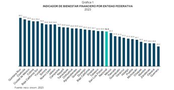 Tabla de salud financiera por estado / Inegi