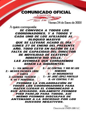 Aliados de la Asociación de Transportistas Unión 300 anunciaron cierres viales