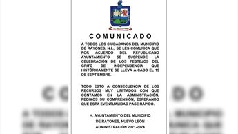 Comunicado oficial del Atuntamiento de Rayones.| Especial