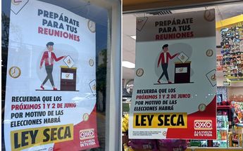 Cartel de Ley Seca afuera de los Oxxo / Sergio Ortiz, Salvador Romero