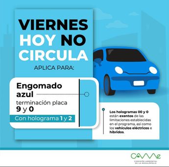 Hoy No Circula día viernes/ Facebook CAMegalópolis