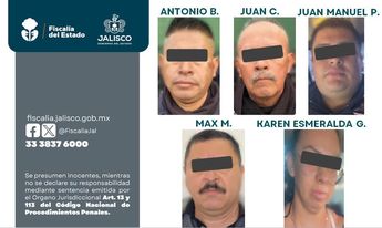 Expolicías de Poncitlán detenidos por desaparición forzada. | Imagen: Fiscalía del Estado de Jalisco
