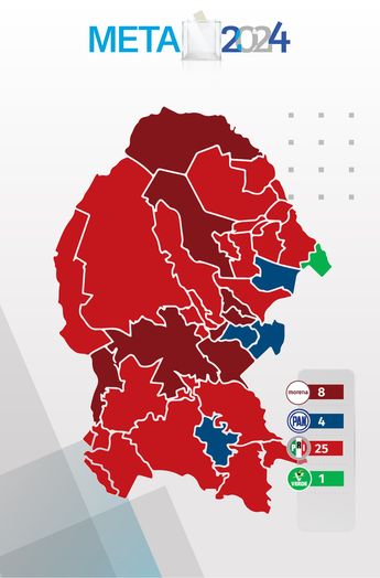 Así se encontraba repartido el mapa electoral del estado de Coahuila tras las elecciones del 2021