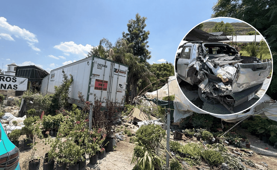 Tráiler se impacta contra dos autos y vivero en Carretera Nacional / Especial.