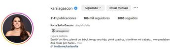 Karla Sofía Gascón en Instagram tras polémica.