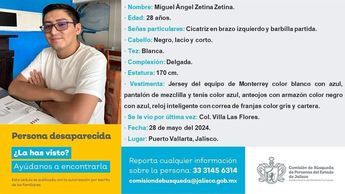 Ficha de desaparición de Miguel Ángel Zetina Zetina / Comisión de Búsqueda de Personas del Estado de Jalisco