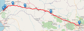 Ruta por carretera de Guadalajara a Guayabitos y paradas por caseta | Tarifas CAPUFE