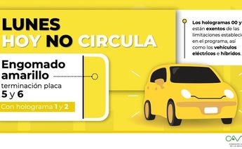 Los días lunes, los autos con engomado amarillo y terminación de placa 5 y 6 no circulan | CAMe