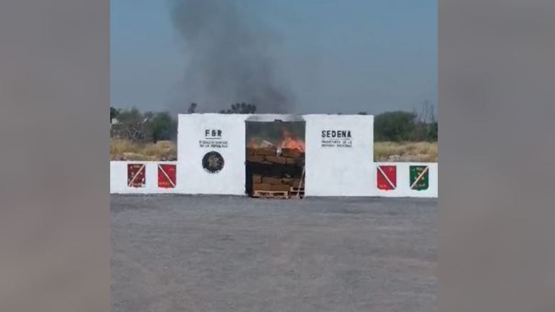 La Fiscalía General de la República y la Secretaría de la Defensa Nacional incineraron diversos tipos de droga en el campo militar. | Fabricio Gallego