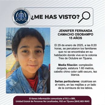 Ficha de búsqueda de Jennifer Fernanda Camacho Osobampo. | Especial