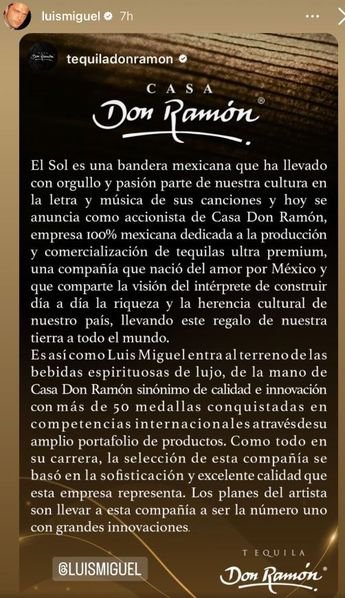 Luis Migel es nuevo dueño del tequila Don Ramón