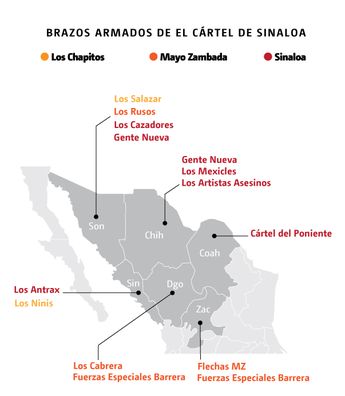 Brazos armados del Cártel de Sinaloa. | Especial