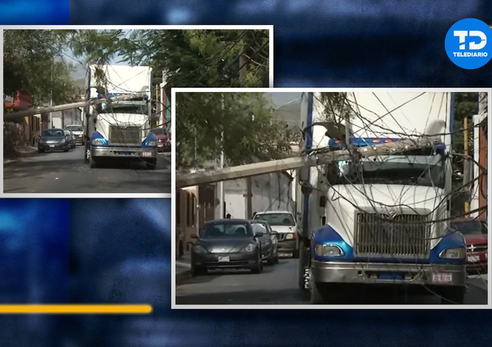 Camion derriba poste en el centro de San Nicolás  Diseño Telediario