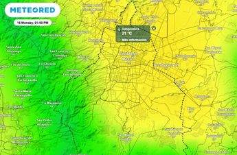 En la tarde del lunes la temperatura máxima será de 21 °C. Durante el día dominarán los nublados / Meteored