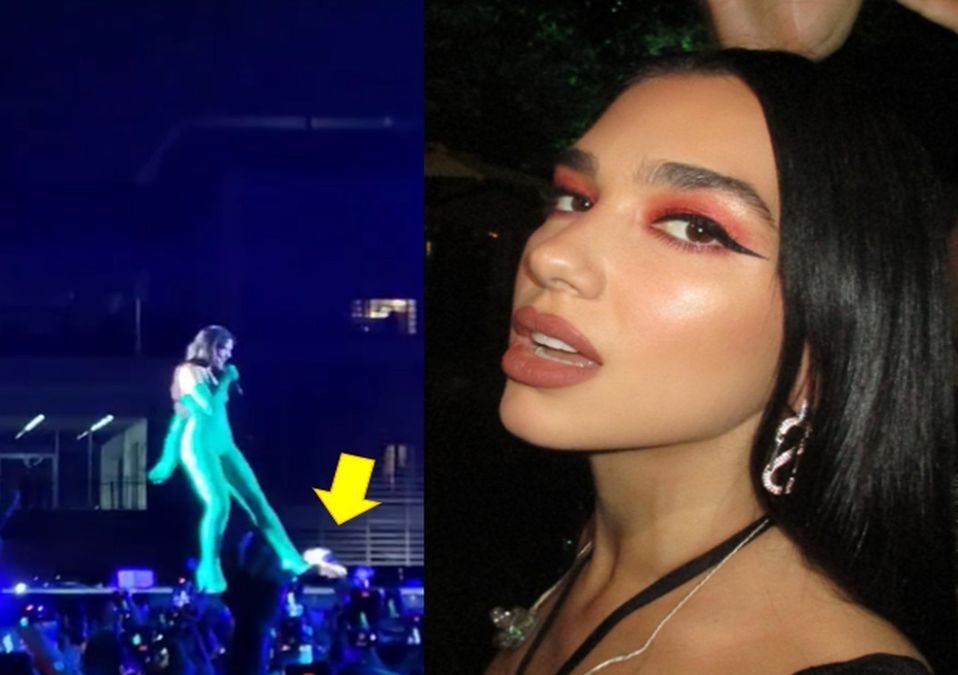 Dua Lipa fue captada cuando pateó un peluche de Dr. Simi durante el concierto en CDMX.