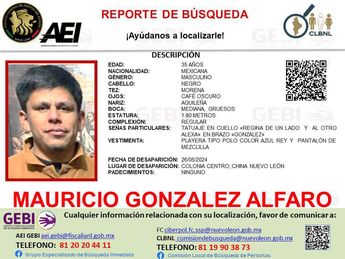 Mauricio González Alfaro desaparecido en China, Nuevo León | Especial