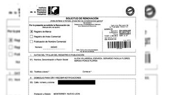 Solicitud de renovación IMPI lleva nombre de Alicia Villarreal