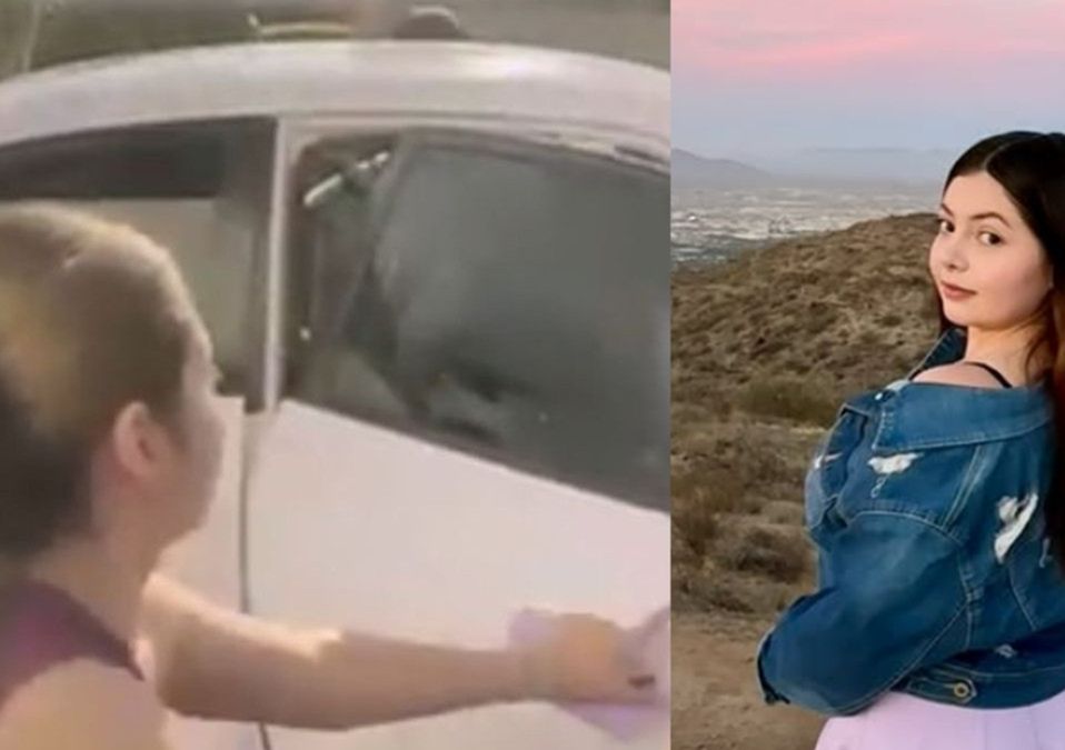 Las imágenes captadas dentro de su camioneta exhiben cómo hombres armados bloquean a la influencer y la someten en segundos.