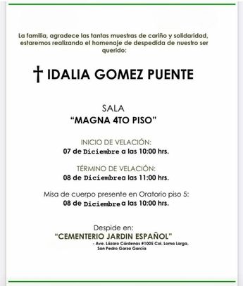 El velorio de realizó en una funeraria de la zona Valle Oriente.