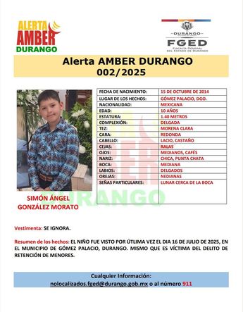 Emiten Alerta Amber por Simón Ángel