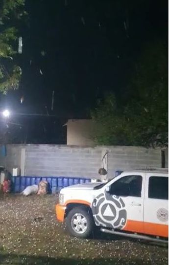 Caída de granizo en Galeana. | Cortesía