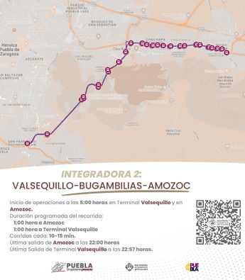 Horarios Integradora 2 | Valsequillo - Bugambilias - CAPU | Cortesía