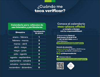 Calendario para verificación en Jalisco 2025 | Verificación Responsable Jalisco