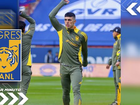 Juan Brunetta en el calentamiento de Tigres en el Alfonso Lastras / @TigresOficial