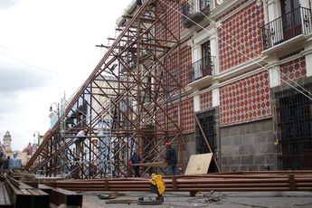 La Casa del Alfeñique sufrió los embistes del sismo del 2017; tuvo que apuntalarse como todo edificio del CH de Puebla / EsImagen