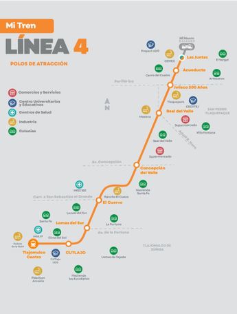 Ruta de la Línea 4 del Tren Ligero. | Gobierno de Tlajomulco