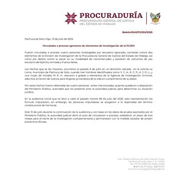 Tres hombres y una mujer fueron vinculados a proceso por diversos delitos en Pachuca | PGJ de Hidalgo
