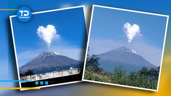 Héctor Rosas captó una fumarola en forma de corazón encima del Popocatépetl, vista desde Atlixco | Héctor Rosas | Diseño Telediario
