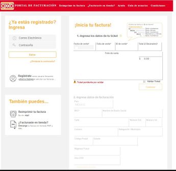 Portal de Facturación de Oxxo / oxxo.com/facturaciónElectrónica-Web