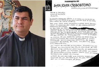 Carta enviada por el Padre Lolo en favor de Rubén Oseguera. | Foto de redes sociales.