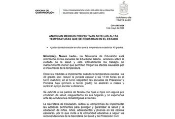 SEP Nuevo León comunicado por calor