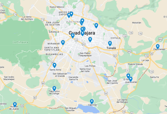 Mapa de recaudadoras en el AMG | Google Maps