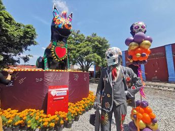 La catrina forma parte importante de las ofrendas en México, infaltable en el diseño monumental de Atlixco / Melanie Torres
