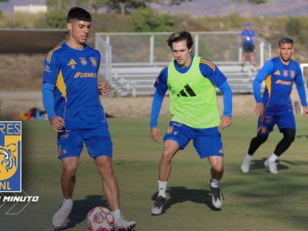 Brunetta y Córdova realizando un entrenamiento con Tigres / @TigresOficial