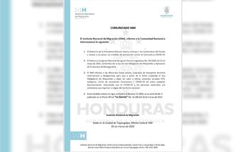 Comunicado Gobierno de Honduras / CORTESÍA: @GobiernoHN