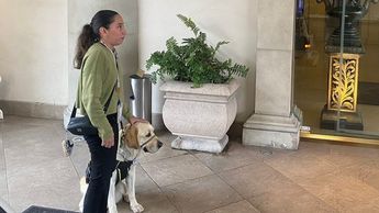 Odín, es un perro guía que acompañana a la joven.| Especial
