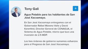 Toni Gali presumía en redes sociales la instalación del servicio de agua potable en Xacxamayo sin que la obra se concretara después | Especial