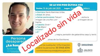 La ficha de búsqueda de Darío Ramírez Uribe fue ampliamente compartida en redes sociales | Fiscalía del Estado de Jalisco