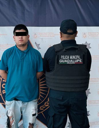Hombre detenido por agredir a su esposa en la colonia Valle de Los Encinos en Guadalupe. | Cortesía