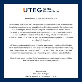 Comunicado de la UTEG