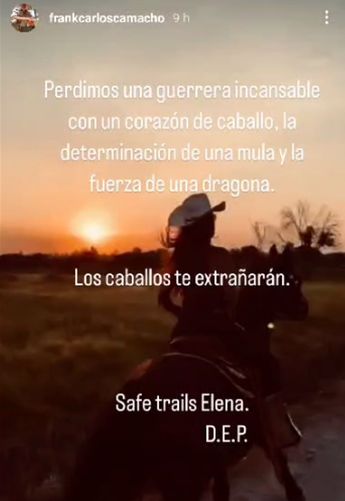 Frank Camacho despide en Instagram a Elena Larrea / Especial