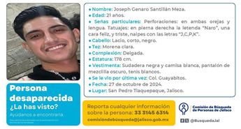 Ficha de búsqueda de Joseph Genaro Santillán Meza | Fiscalía del Estado de Jalisco